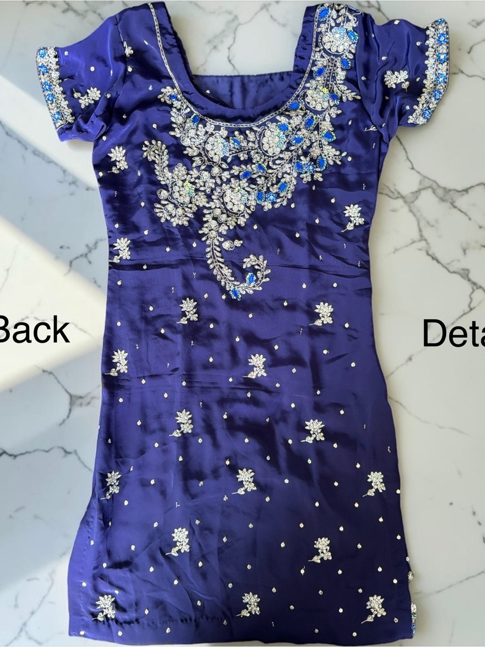 Navy Crepe Salwar Kameez - Heavy Work - Picture 5 of 10